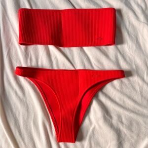 Triangl Swimwear Vibrant Coral Neoprene Bikini Set